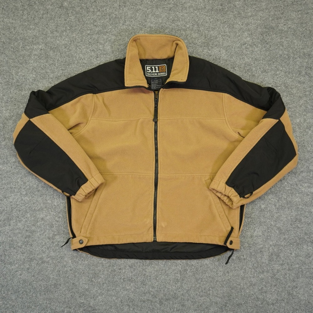 5.11 Tactical Series Jacket Mens M Tan Black Fleece Full Zip Utility Outdoor - Picture 2 of 8